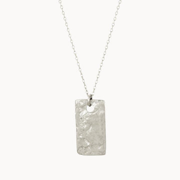 Silver Personalised Raw Rectangle Pendant Necklace