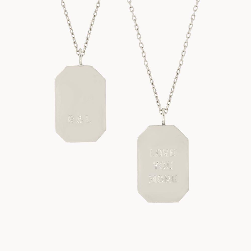 Silver Personalised Rectangle Pendant Necklace