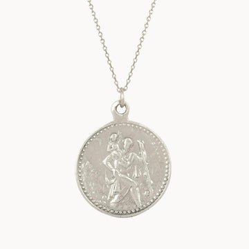 Silver Personalised Saint Christopher Medallion Necklace