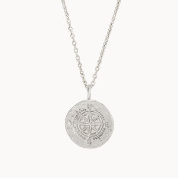 Silver Personalised Wanderlust Compass Pendant Necklace