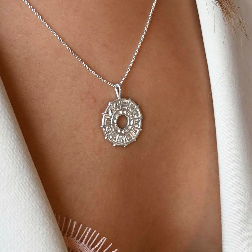Silver Personalised Zodiac Medallion Necklace