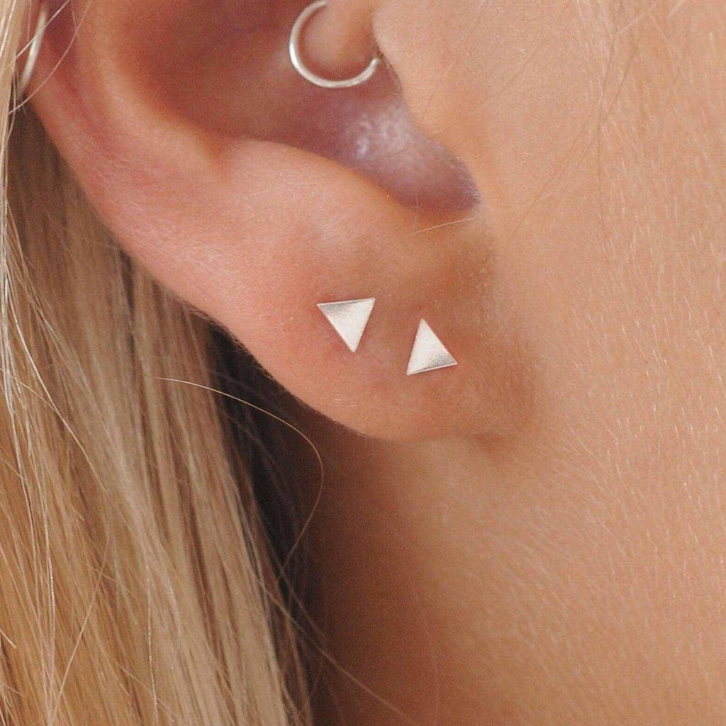 Silver Small Triangle Studs