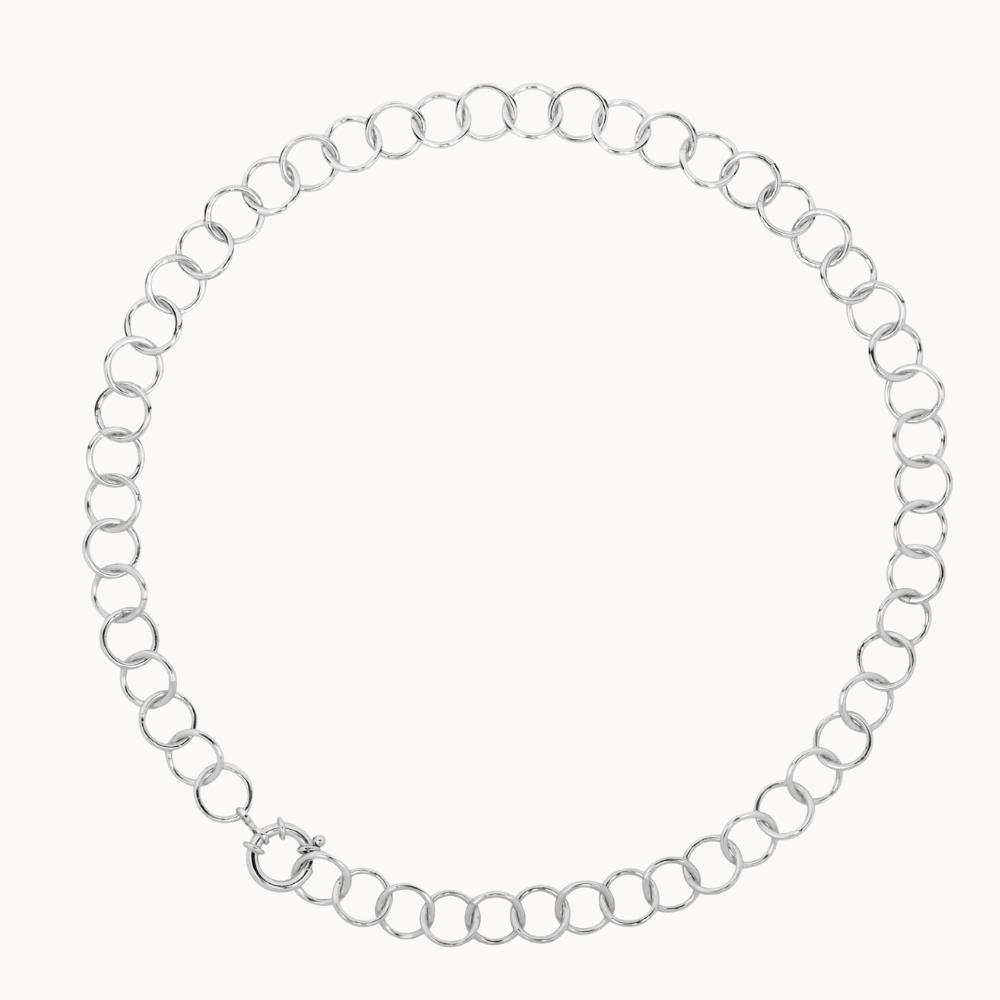 Silver Statement Connected Link Choker Necklace