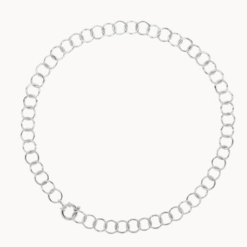 Silver Statement Connected Link Choker Necklace