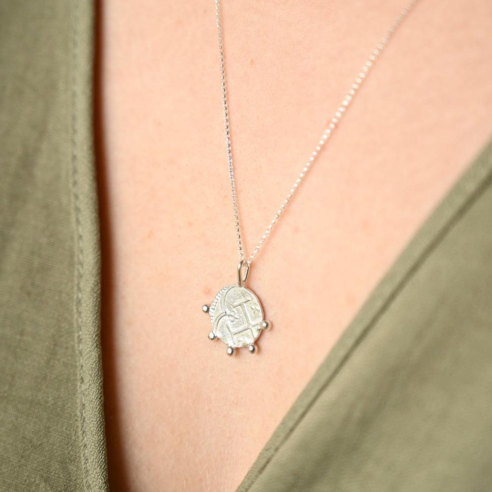 Silver Tesoro Coin Fragment Pendant Necklace