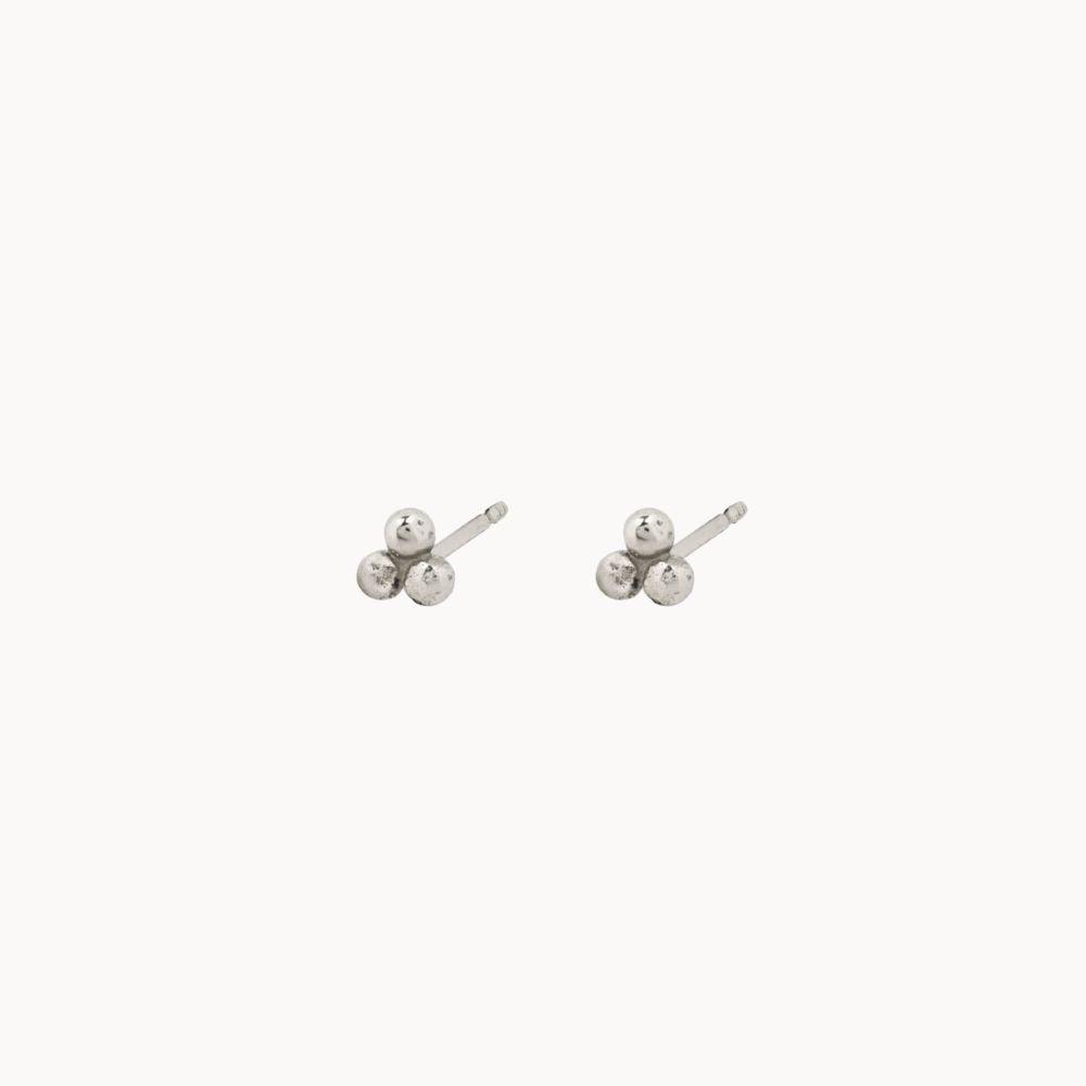 Silver Triple Dot Stud Earrings