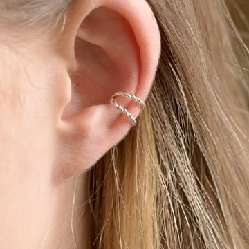 Silver Twisted Double Ear Cuff